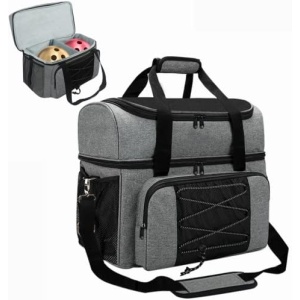 IKITEE Bowling Ball Bag, Bowling Bag for Two Balls Double Ball Tote Bag with Padded Ball Holder, Fits Bowling Shoes Up to Mens Size 16 and Extra Accessories