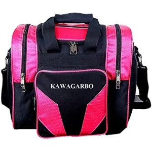 Kawagarbo Bowling Bag for Single Ball - Single Ball Tote Bag with Padded Ball Holder - Fits a Single Pair of Bowling Shoes Up to Mens Size 14