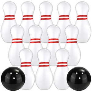 Kids Bowling Set, Giant Inflatable Outside 12pcs Bowling Pin and 2pcs Ball Portable Indoor or Outdoor Bowling Game for Toddler Adults Birthday Party Yard Lawn Sports Field, Carnival Games (14 Pack)