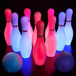 Kids Light Up Bowling Set Bowling Pins Games for Kids Indoor, Toddler Bowling Ball Set Glow in The Dark Games for Kids 2-12 Indoor & Outdoor
