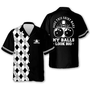 LASFOUR Custom Funny Bowling Shirts for Men Retro, Vintage Bowling Shirts, Button-Down Hawaiian Shirts Bowling for Men Team
