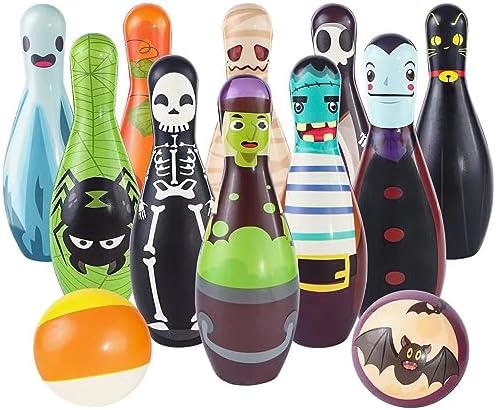 Letapapa Halloween Games for Kids, Halloween Bowling Toy Set, Indoor Outdoor Halloween Party Games Family Party Supplies,10 Foam Bowling Pins With 2 Balls For Home Backyard Play Activities 1 Letapapa Halloween Games for Kids, Halloween Bowling Toy Set, Indoor Outdoor Halloween Party Games Family Party Supplies,10 Foam Bowling Pins With 2 Balls For Home Backyard Play Activities