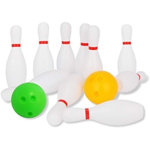 Liberry Kids Toy Bowling Set Includes 10 Plastic Pins & 2 Balls, Toddler Indoor Outdoor Games, Educational Birthday Gifts for Boys Girls Ages 2 3 4 5