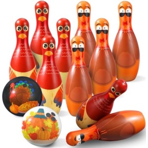 Libima 12 Pcs Kids Bowling Set 10 Soft Foam Bowling Pins 2 Balls Xmas Reindeer Foam Bowling Set for Kids Indoor Outdoor Party Supplies Game Events Birthday Party Gift