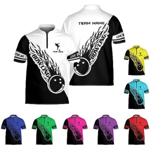 Lighthuy Personalized Name Bowling Jersey 3D, Custom Bowling Shirts for Team, Bowling Shirt Unisex for Men & Women