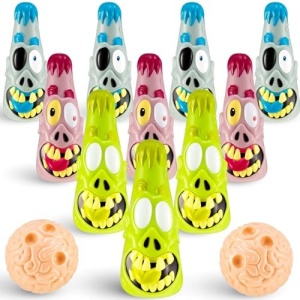 Liliful 12 Pcs Halloween Game for Party Halloween Kids Bowling Set Fun Zombie Bowling Game Set Halloween Bowling Game with 10 Pins and 2 Balls for Indoor Outdoor Games for Kids Party Game Day Events