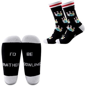 MBMSO 2 Pairs I'd Rather be Bowling Socks Funny Bowling Gifts Bowling Ball Socks Bowling Lover Gifts Bowling Team Gifts