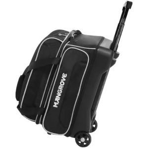 Mangrove 2 Ball Bowling Bag with Wheels, Double Bowling Bags 2 Ball Roller w/Separate Compartment for Bowling Shoes (Up To US Mens Size 15), Accessory Pocket & Retractable Handle Extends To 40"