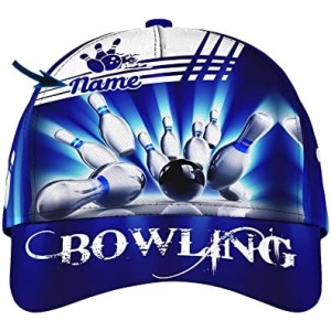 NAZENTI Personalized Bowling Cap Custom Baseball Bowling Hat Sport Bowling Pin Ball Hats for Men Women Baseball Cap Red Hat