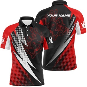 NAZENTI Personalized Bowling Gifts, Custom Bowling Polo Shirt, Customized Women Men Bowling Polo Shirt Gifts for Team Bowler