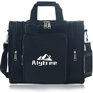 Non-Collapse Bowling Bag, Bowling Ball Bag with 2 Retractable Pockets, Adjustable Bowling Tote Bag with Padded Ball Holder Fit Bowling Bags 1 Ball and Shoes Up to Men Size 14 and Bowling Accessories