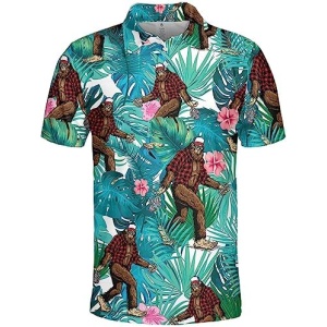 PAGYMO Golf Shirts for Men Funny Golf Polos for Men Tropical Golf Shirts for Men Golf Gift