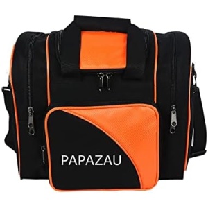 PAPAZAU Bowling Bag for Single Ball - Single Ball Tote Bag with Padded Ball Holder - Fits a Single Pair of Bowling Shoes Up to Mens Size 14