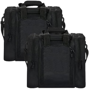 Paterr 2 Pcs Bowling Ball Bag for Single Ball Black Bowling Ball Tote Bowling Bag, 2 Pockets Fit Bowling Shoes up to Men Size 14 and Accessories for Men Women Outdoor Sports