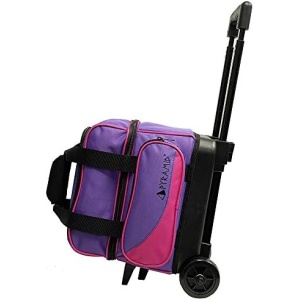 Pyramid Path Deluxe Single Roller Bowling Bag With Separate Shoe Compartment (Up To US Mens Size 10) and Medium Accessory Pocket, Locking Square Handle - Extends to 35"