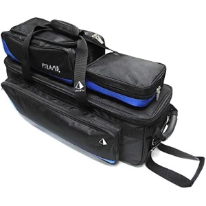 Pyramid Path Triple Tote Roller Plus Bowling Bag With Detachable Shoe Bag (Up To US Mens Size 15), Detachable Top Accessory Pouch and Large Side Accessory Pocket - Lightweight and Designed for Travel