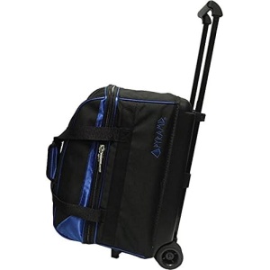Pyramid Prime Double Roller 2 Ball Bowling Bag with Large Separate Compartment for Bowling Shoes (Up To US Mens Size 15) or Accessories, Retractable Handle - Extends to 40"