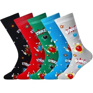 Ramede 5 Pairs Novelty Bowling Police Barber Socks for Fireman Lawyer Men Women Sport Occupation Themed Dress Crew Socks Gift