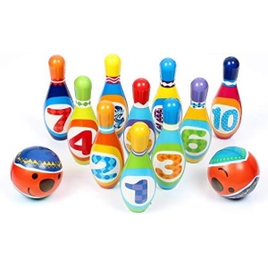 STJOYOPY Kids Bowling Set Toddler Indoor Active Play Game Educational Toys 10 Soft Foam Pins & 2 Balls Developmental Toys Sport Gift for Boys Girls Age 3+