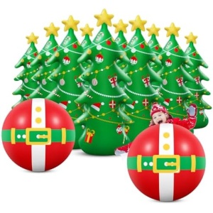 Shappy 12 Pcs Giant Christmas Inflatable Bowling Game Set Giant Inflatable Bowling Set for Christmas Party, Kids Party Supplies, Game Day Events, Indoor Outdoor Party, Birthday Parties