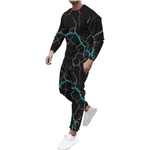 Shiyingl 3D Digital Printed Outfits 2 Piece Tracksuit Stylish Abstract Polygon Sweatsuit Gym Jogging Set Casual Jumpsuit