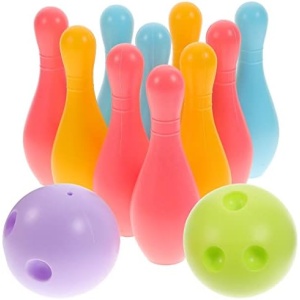 Sosoport Kids Outdoor Toys Kids Bowling Sets, Bowling Games Sets, Bowling Pin and Set, 10 White and 2 Balls, Pre-Kindergarten Toys, Home Bowling Alleys (Random Color) Outdoor Toys