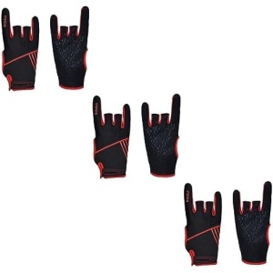 Toddmomy 2 Pairs Anti Breathable Gym Anti-Skid Red Accessories L/L/XL Sports Mittens Size of Anti- Accessories- Elastic Glove Silicone Left Fingerless Bowling Anti-Slip Outdoor