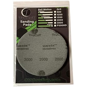 TruCut Sanding Pads | 3 pack | 500, 1000, 2000 grit | 5" Diameter | Sanding Pads Made for Bowling Balls | Surface Management | Bowling Ball Restoration | Bowling Supplies & Accessories
