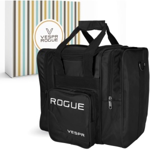 Vespr Rogue Deluxe Single Bowling Ball Tote Bowling Bag with included Ball Polishing cloth - Holds One Bowling Ball, One Pair of Bowling Shoes Up to Mens 15 Shoes, and Accessories