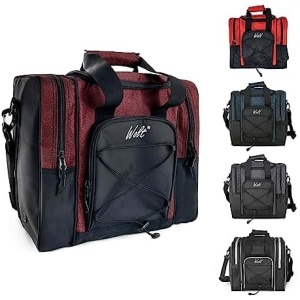 WOLT Bowling Ball Bag for Single Ball - Bowling Ball Tote Bag with Padded Ball Holder, 2 Pockets fit Bowling Shoes Up to Mens Size 14 and Accessories
