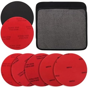 Windspeed 6+1 Pack Bowling Ball Sanding Pads with Bowling Towels, Bowling Ball Cleaning Pad 500/1000/2000 Bowling Ball Grit Pads