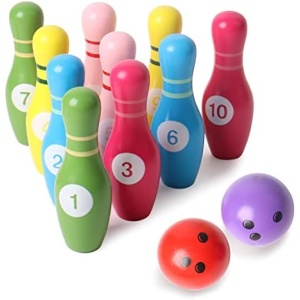 YECEN Wooden Color Digital Bowling Toy, Suitable for Indoor and Outdoor Sports Games for Toddlers, Children and Adults, Gifts for Boys and Girls Over 3 Years Old