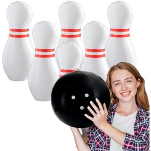 Zloveleexr Kids Bowling Set, Giant Inflatable Bowling Balls & Pins for Outdoor and Indoor Games Fit Christmas Birthday Party Lawn Yard Games, Kids Education Motor Skills Toys