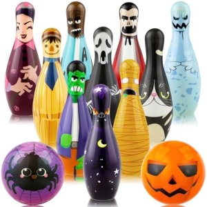 xutengy Halloween Games Bowling Set for Kids Toys Party Supplies，Halloween Party Supplies Trick or Treat Bags，Halloween Carnival Bowling Ball Games