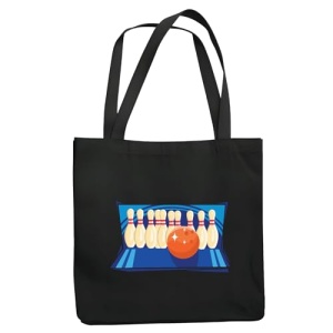 Bowling Gift Set for Kids and Adults Bowling Pins and Ball Composition Navy Black Multicolor Canvas Tote Bag