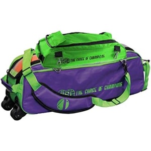 Vise Clear Top 3 Ball Tote Roller Bowling Bag with Shoe Bag- Green/Grape