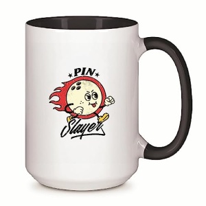 Pin Slayer Bowling Ball Gift for Bowling Lovers Fire Design 11oz 15oz Inner Color Accent Mug
