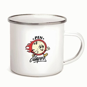 Pin Slayer Bowling Ball Gift for Bowling Lovers Fire Design 12oz Enamel Silver Mug