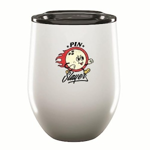 Pin Slayer Bowling Ball Gift for Bowling Lovers Fire Design 12oz Wine Tumbler Cup