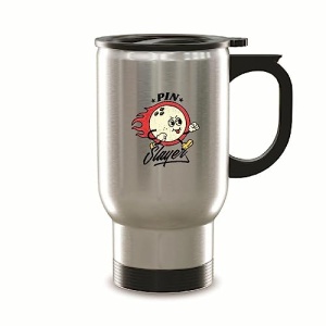 Pin Slayer Bowling Ball Gift for Bowling Lovers Fire Design 14oz Steinless Steel Travel Mug