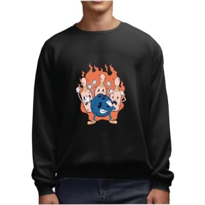 Retro Cartoon Bowling Ball and Pins Dabbing Gift for Bowling Fans Navy Black Muticolor Unisex Sweatshirt