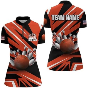 PIONAMZIOZ Custom Bowling Shirt for Men and Women Bowling Jersey Bowling Team League Polo & Quarter-Zip Shirt QZT39