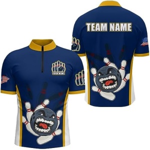 PIONAMZIOZ Personalized Bowling Shirts Men & Women Custom Bowling Jersey Team Bowling Polo & Quarter-Zip Shirt QZT77