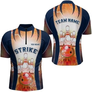 PIONAMZIOZ Personalized Bowling Shirts Men & Women Custom Bowling Jersey Team Bowling Polo & Quarter-Zip Shirt QZT49
