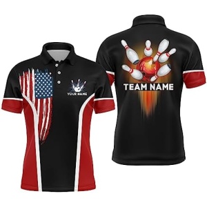 PIONAMZIOZ American Bowling Polo & Quarter-Zip Shirt for Men&Women Custom Bowling Team Jersey Bowling Shirt QZT4