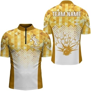 PIONAMZIOZ Personalized Bowling Shirts Men & Women Custom Bowling Jersey Team Bowling Polo & Quarter-Zip Shirt QZT70