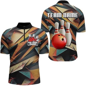 PIONAMZIOZ Personalized Bowling Shirts Men and Women Custom Bowling Jersey Team Bowling Polo & Quarter-Zip Shirt QZT63