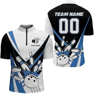 PIONAMZIOZ Personalized Bowling Jersey with Name and Team Name Custom Bowling Team Jersey Bowling Shirt QZT16