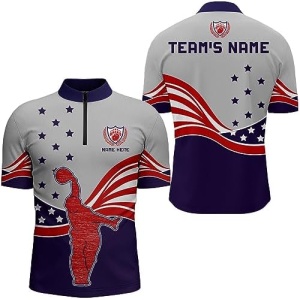 PIONAMZIOZ American Bowling Polo & Quarter-Zip Shirt for Men&Women Custom Bowling Team Jersey Bowling Shirt QZT24
