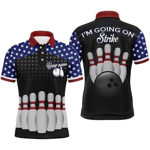PIONAMZIOZ American Bowling Polo & Quarter-Zip Shirt for Men&Women Custom Bowling Team Jersey Bowling Shirt QZT13